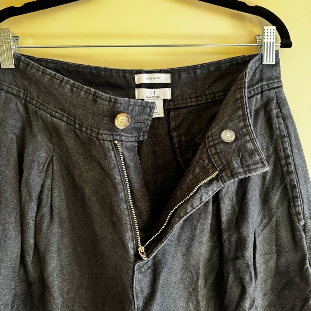 Halston Heritage Charcoal Linen Trousers - Picture 3 of 7
